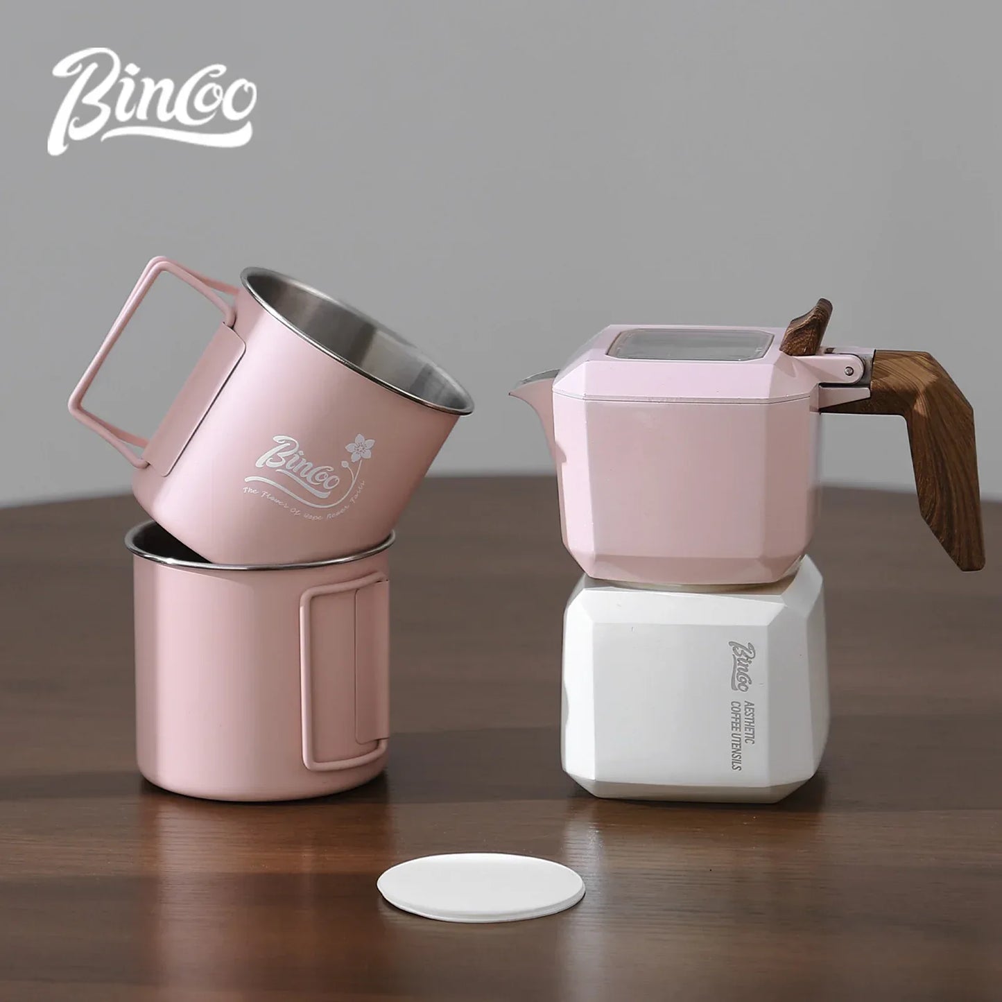 BINCOO Dual Valve Moka Pot Square Coffee Pot Espresso Pot Coffee Extraction Maker Set Electric Stove 220v Italian Home Barista