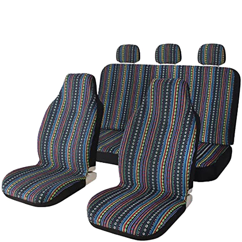 AUTO PLUS Car Seat Covers Set Baja Saddle Blanket Weave Universal Fit Most Car Seat Protection Steering Wheel Cover Protector by PDG ibma