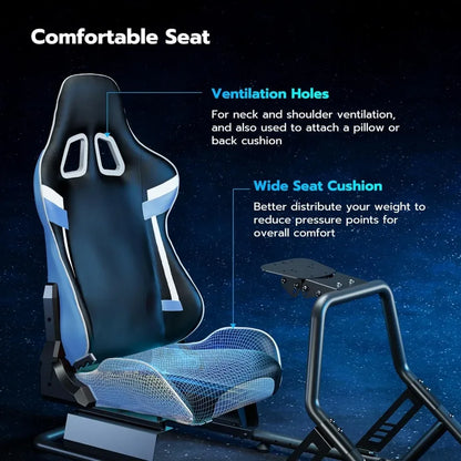 Sim Racing Cockpit with Adjustable Seat Wheel Stand for PS5 PS4 PC Gaming