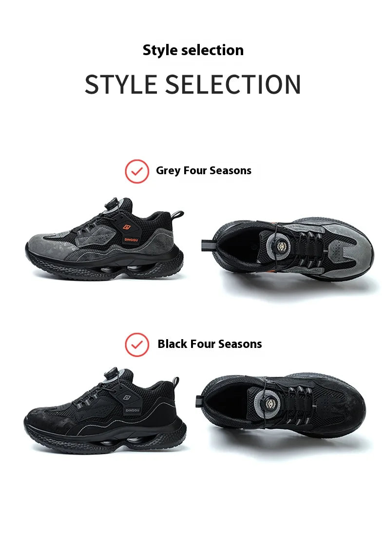 Fashion Male work safety shoes Rotating button Steel Toe shoes Work Sneakers Puncture-Proof Protective Shoes Security Boots Men