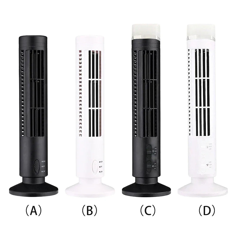 2.5W 38CM/33CM LED Tower Fan No Leaf  2 Gear Speed Stand Up Tower Fan Portable Electric Floor Fan for Living Room Bedroom Office