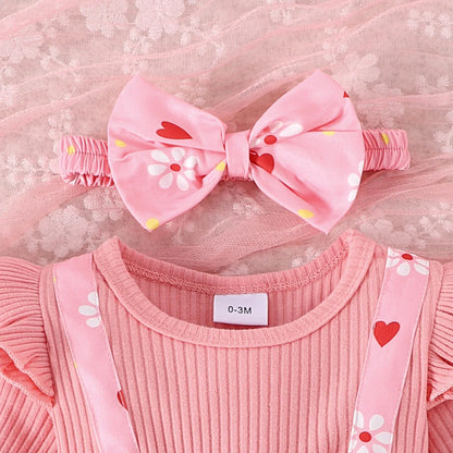 2PCS  Spring And Autumn New Style For Girls 0-1 Years Old Sweet And Comfortable Pit Strip Long-Sleeved False Straps Hat Dress
