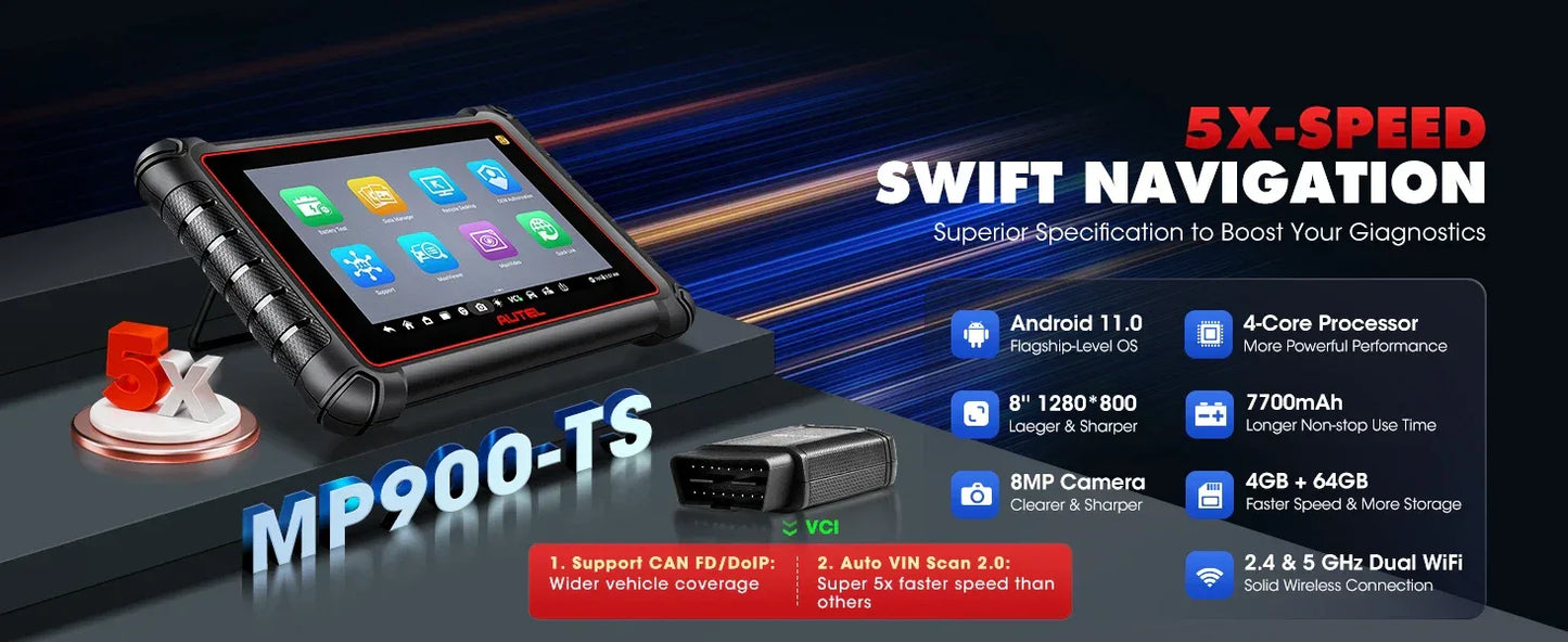 Autel MaxiPRO MP900TS OBD2 Scanner TPMS Diagnostic Tool ECU Coding, Active Test, 40+ Services, CAN FD&DOIP Upgraded of MK808S-TS