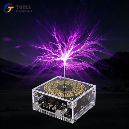 Mini Tesla Coil with Bluetooth Music Sync Adjustable Arc Length Touchable Safe Low-Voltage Design RGB Light Show