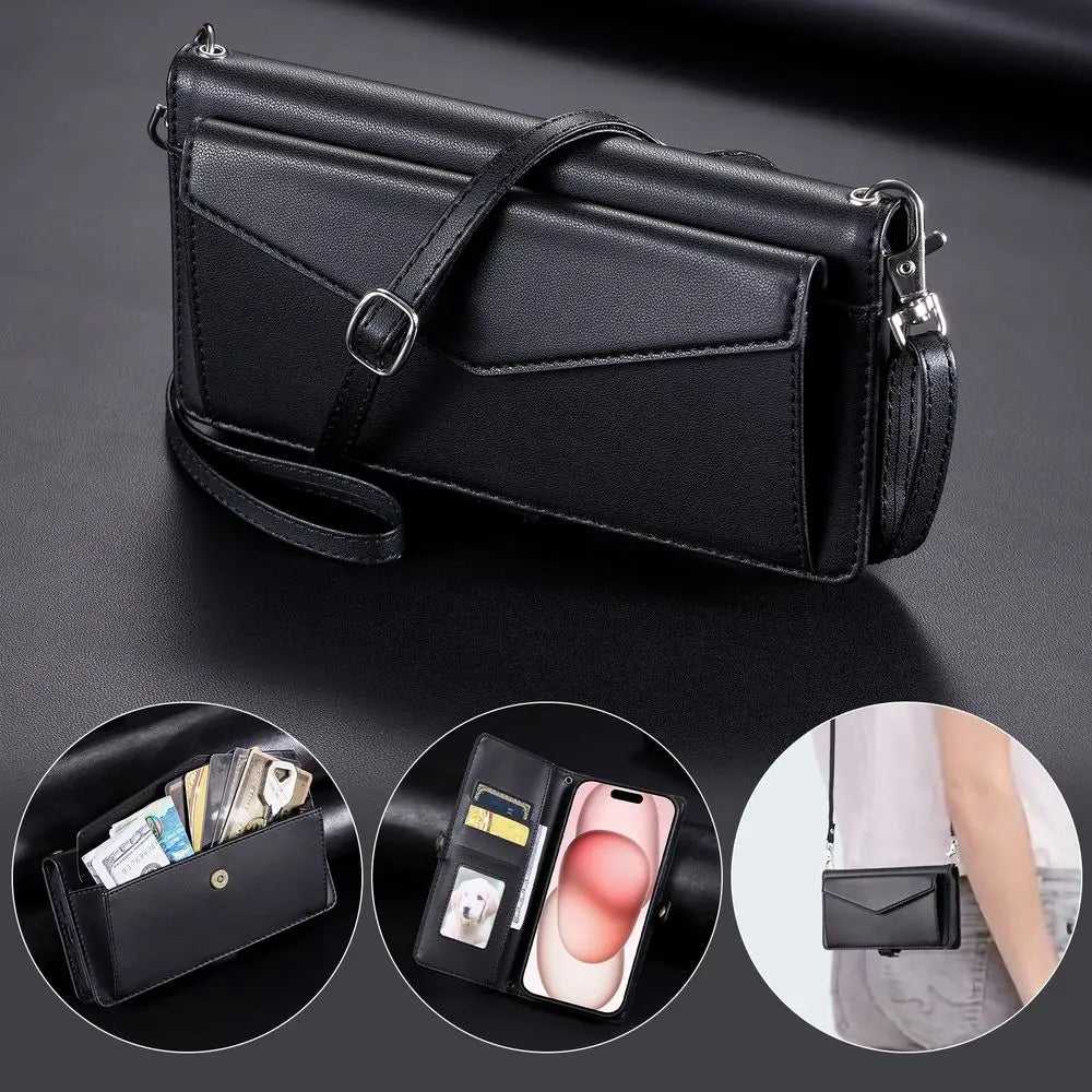 Coque Xiaomi 14 13 12 11 10 - Flip Wallet avec Porte-Carte et Lanière