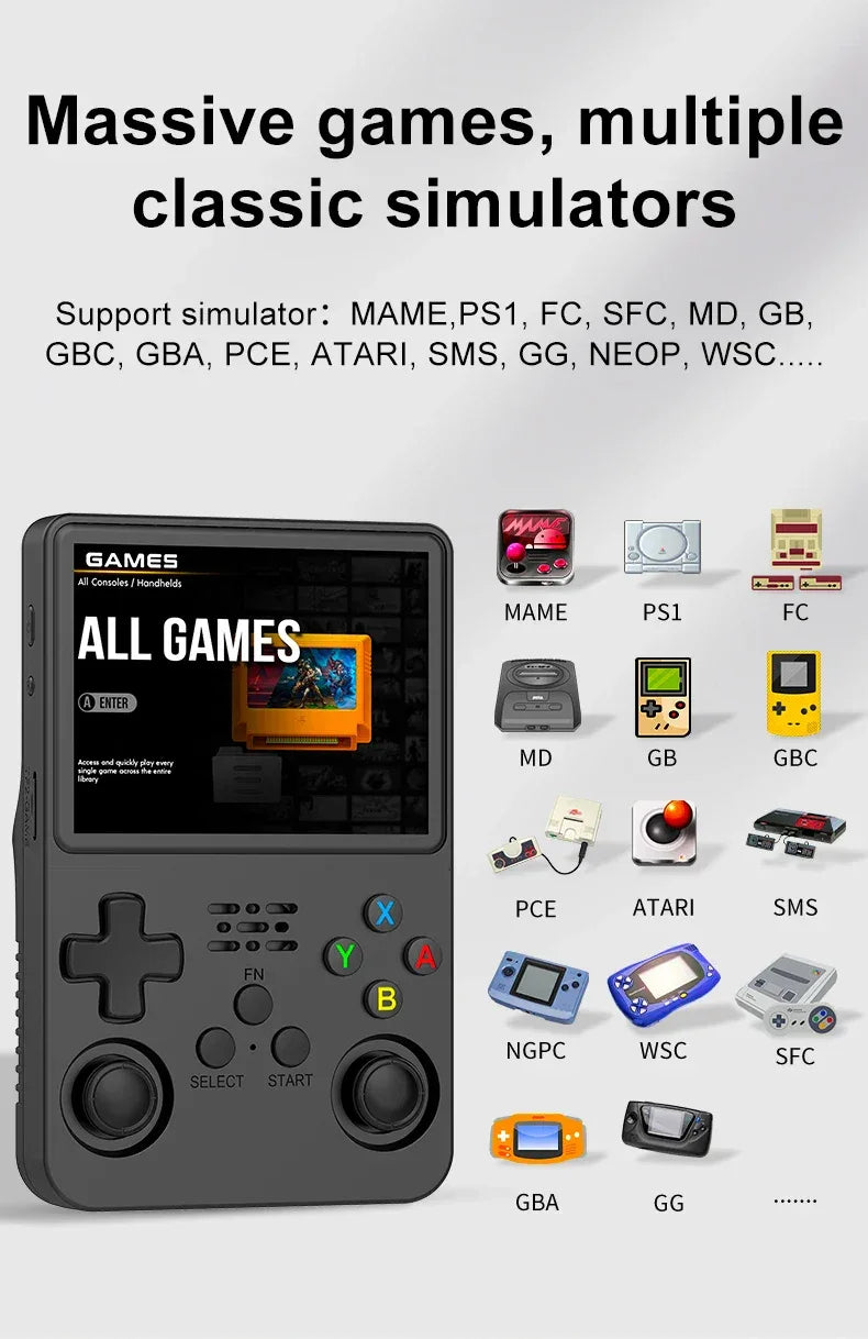 New R36HD Retro Handheld Video Game Console ARKOS System 3.5 Inch IPS Screen Classic Portable Pocket Video Player Games Boy Gift