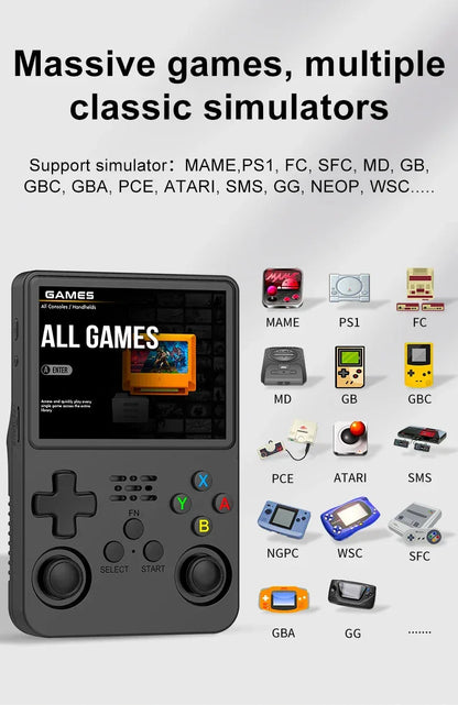 New R36HD Retro Handheld Video Game Console ARKOS System 3.5 Inch IPS Screen Classic Portable Pocket Video Player Games Boy Gift