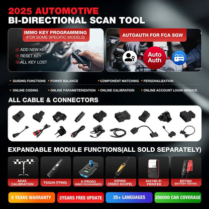 LAUNCH X431 PRO TT Car Diagnostic Tool OBD2 Scanner Full Systems ECU Coding Active Test VAG Guided DBScar VII ADAS Calibration