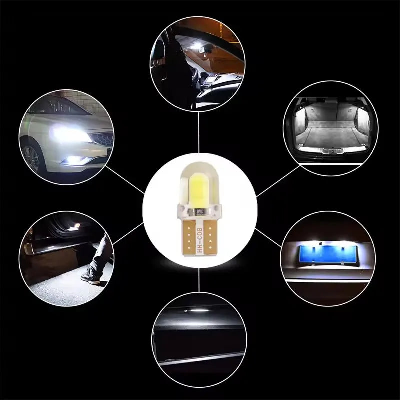 10Pcs T10 W5W BULB LED Car License Plate Lamp COB T10 LED Canbus Clearance Lamp Led Parking Bulb Car Interior Reading Light
