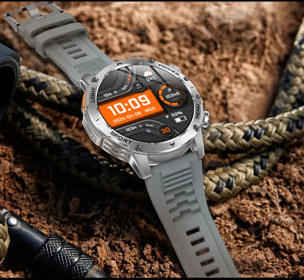 1.7" Large Screen Bluetooth Call Smart Watch Men‘s Sports Outdoor Flashlight 1000mAh Health Monitor Smartwatch for Man Male IP6