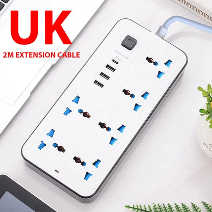 Universal Power Strip AC Outlet With Extension Cable Type C USB Ports Charger Electrical Socket For iPhone POCO Samsung Xiaomi