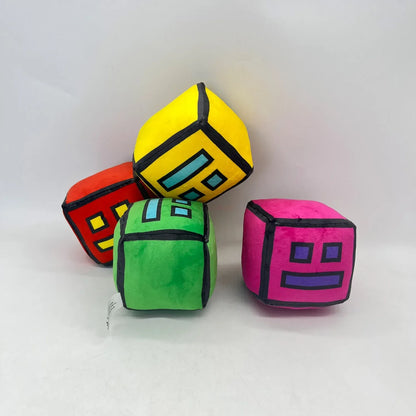 12cm New Halloween Geometry Dash Cube Plush Toys Small Pillow Stuffed Plushie Doll Square Pendant Game Cute Kids Birthday Gift
