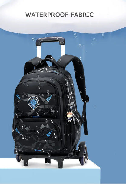 High-capacity on 2/6 Wheels Waterproof Luggage Rolling Bag Student Shoulder Backpack  Detachable Children Rolling School Bags