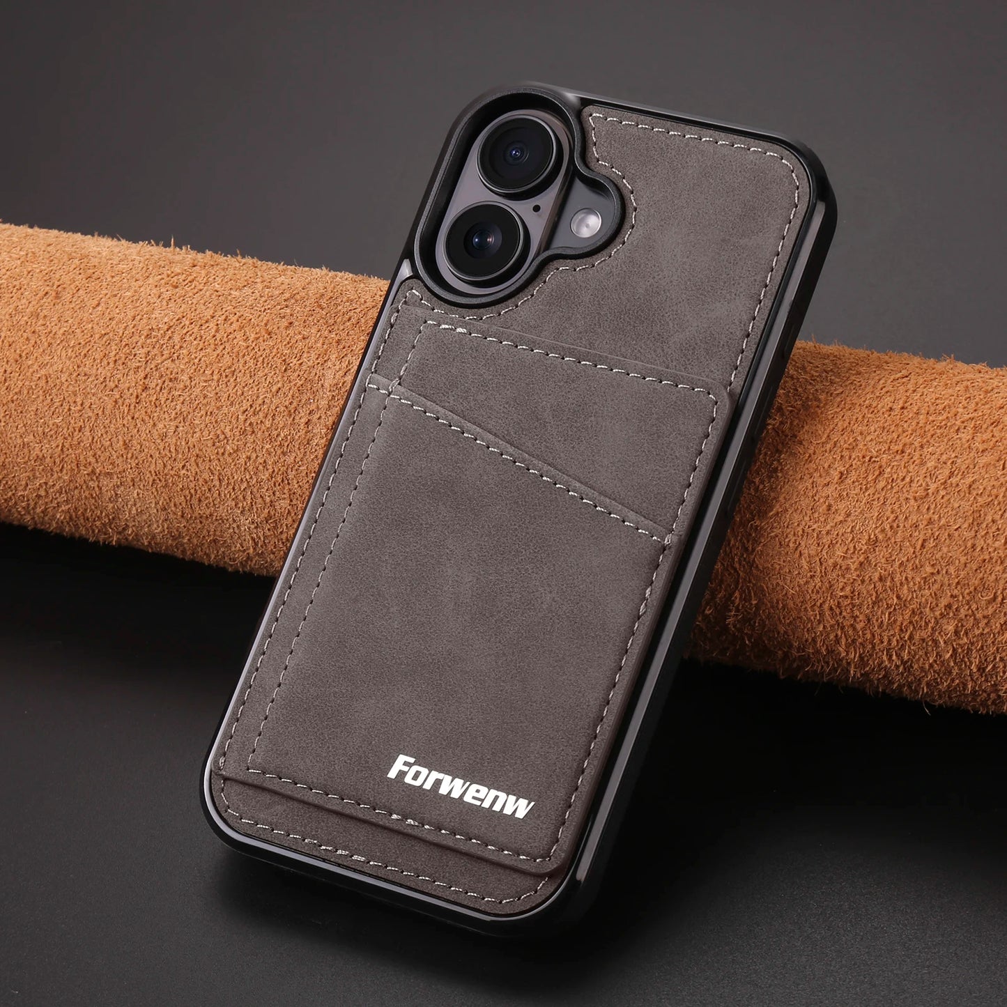 Business Flip Leather Case for iPhone 16 17 Air 16E 15 14 13 12 11 Pro Max Plus Mini Built-in Magnetic Wallet Card Phone Cover