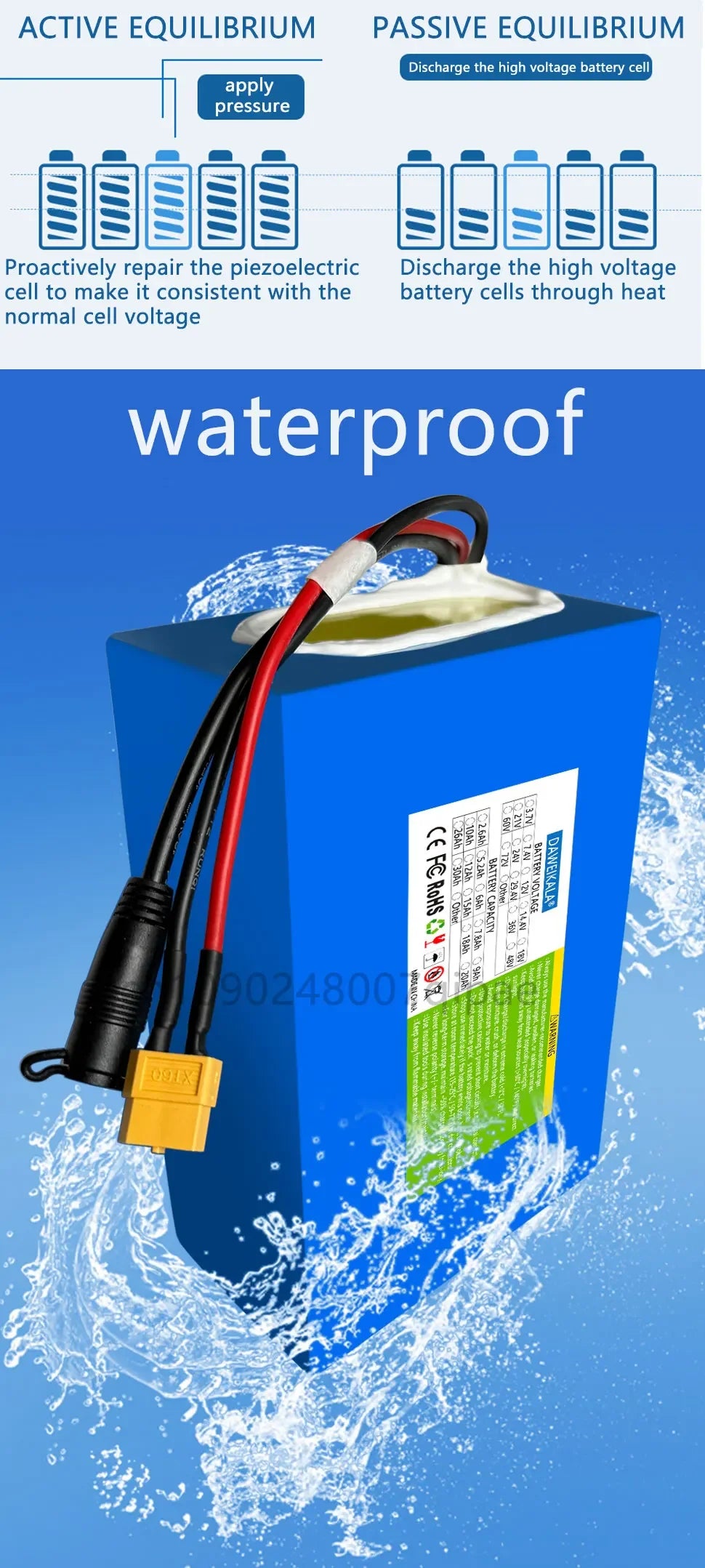 36V 18AH 15AH 12AH 9AH Rechargeable Lithium Battery Pack 100-1300W Electric Motorcycle Scooter Bicycle with BMS Battery Pack
