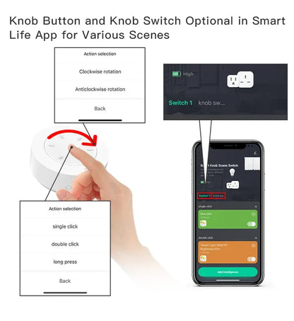 Tuya ZigBee Smart Knob Scene Switch Wirelessly Controls Lights Curtains And Switches Via The Tuya Smart app