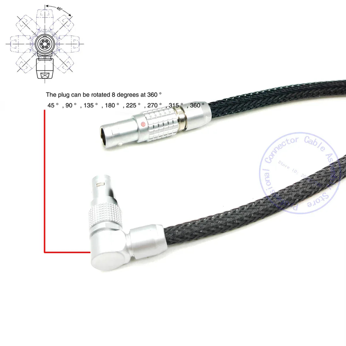 ARRI ALEXA RED Flexible Braid Power Cable for Teradek Bolt 4K XT LT, SmallHD monitor, 0B 2 Pin Straight Male to 2Pin Right Angle