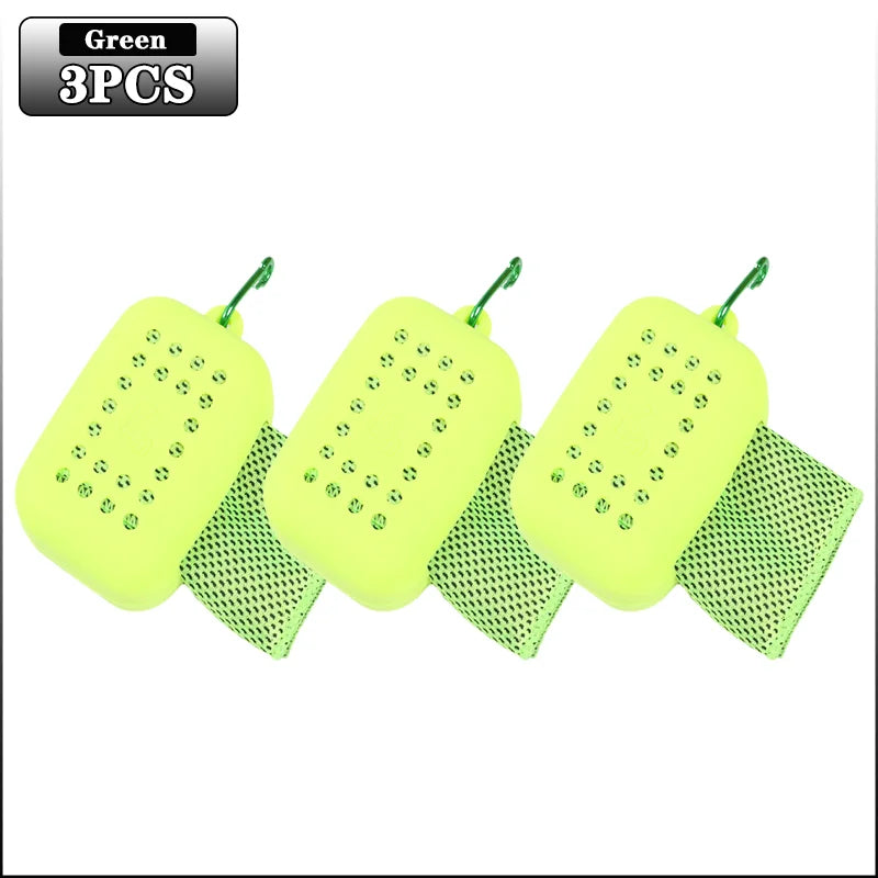 10PCS Portable Mini Silica Gel Set Cold Towel Polyester Fiber Outdoor Cooling Towel Fitness sports gym Run quick Dry Cool Towel