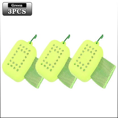 10PCS Portable Mini Silica Gel Set Cold Towel Polyester Fiber Outdoor Cooling Towel Fitness sports gym Run quick Dry Cool Towel