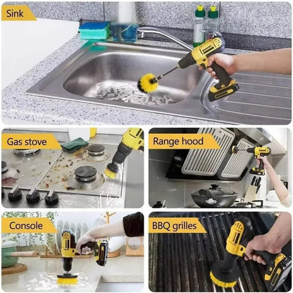 3Pcs/Set Electric Scrubber Brush Drill Brush Kit Plastic Round Cleaning Brush For Carpet Glass Car Tires Nylon Brushes