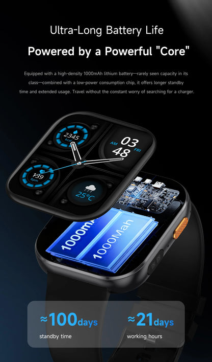 2026 2.04-inch Ultra Smart Watch 1000mAh High Capacity Battery Outdoor Sports Fitness Health Monitoring Smartwatch For Men Women