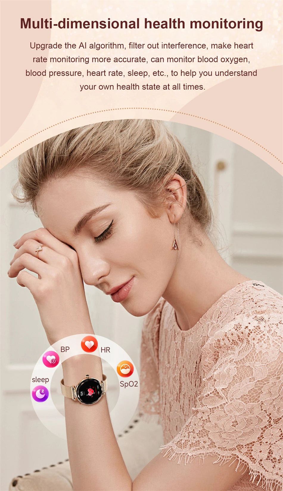 LIGE Fashion Ladies Smart Watch NX7 Pro AMOLED Screen Health Monitoring BT Call Female Women Sport Fitness Tracker Smartwatch