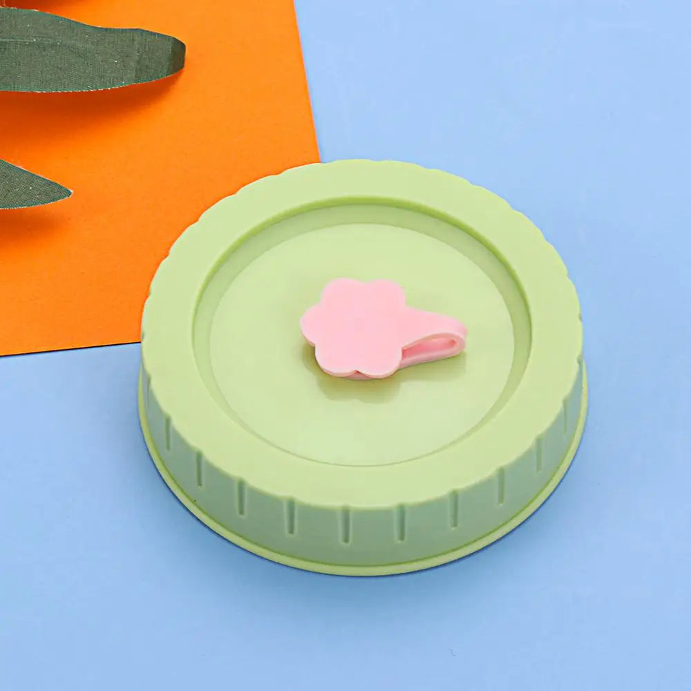 1/4Pcs Cute Universal Mason Jar Lids With Straw Hole 70mm Diameter Storage Wide Mouth Leak Proof Kitchen Supplies