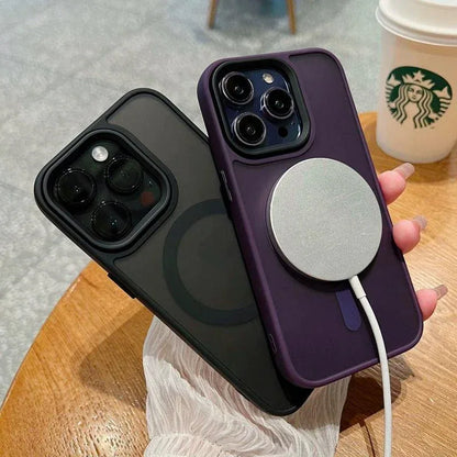 Luxury Wireless Charge Magsafe Transparent Phone Case For iPhone 11 12 13 14 15 16 Pro Max Plus Magnetic Matte Bumper Cover