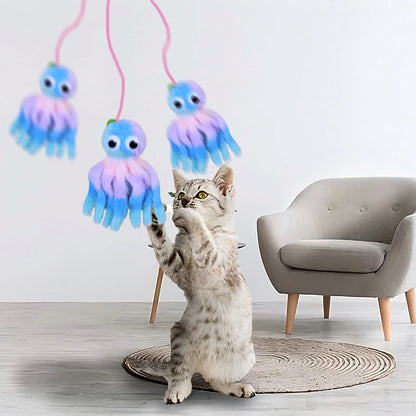 New cat toy hanging sound octopus kitten toy plush octopus elasticity to make cat sticks happy and relieve boredom