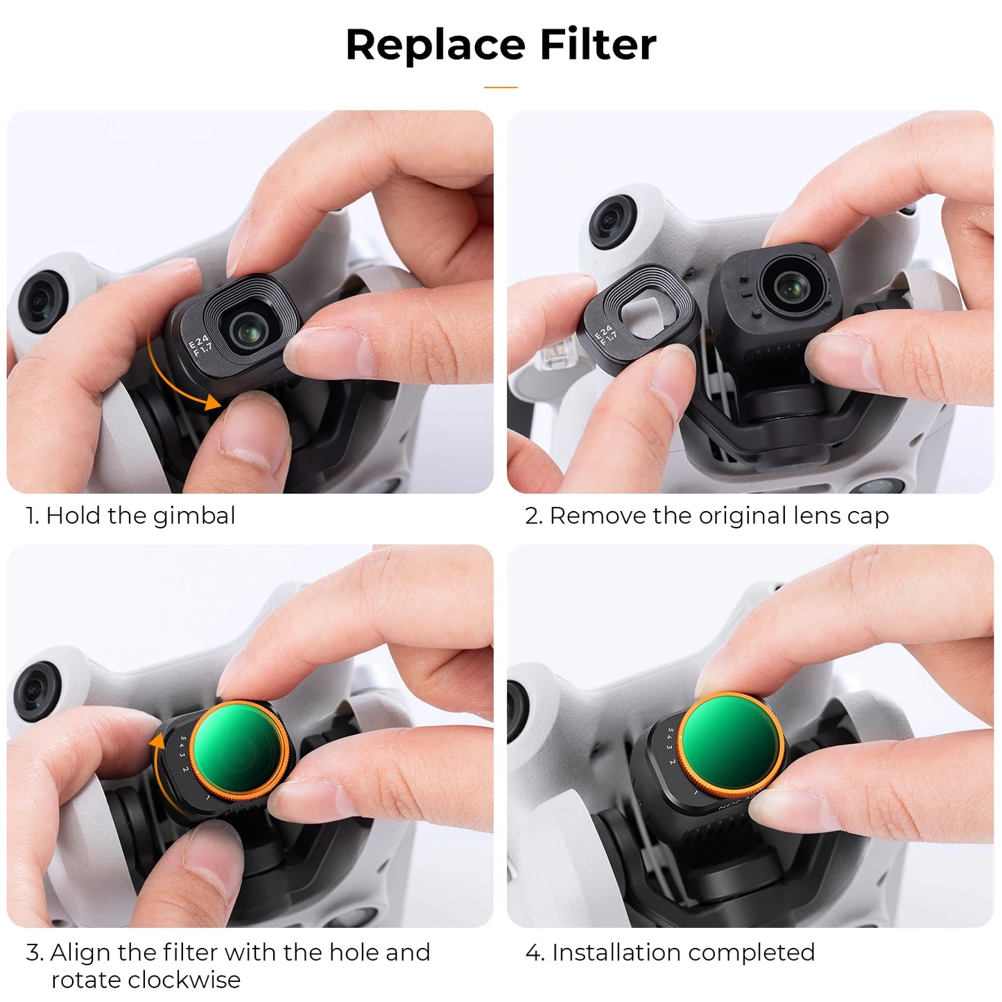 K&F CONCEPT Drone Lenses Filter for DJI Mini 4 Pro Filter UV CPL ND NDPL16 32 64 128 256 Black Mist 1/4 ND1000 Camera Filter Set