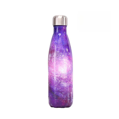 500ml Cola Shape Insulated Bottle, 304 Stainless Steel Vacuum Flask, Marble/Print Portable Water Bottle