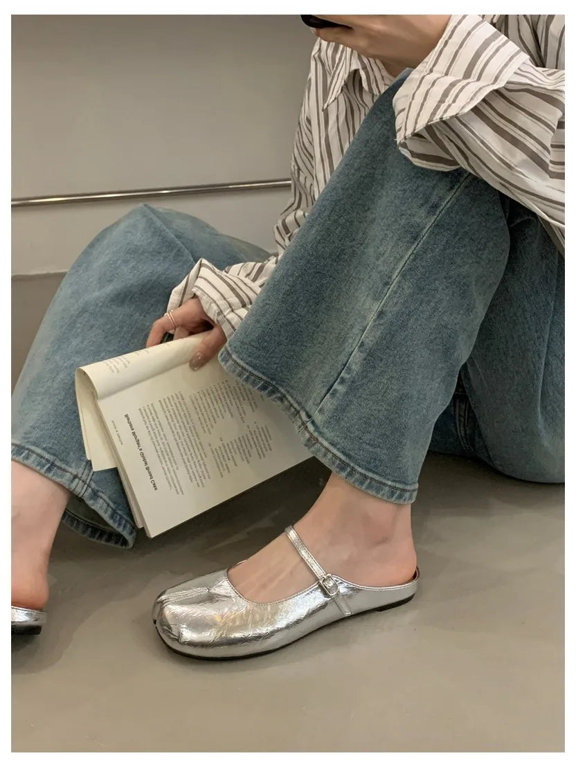 Women Tabi Ninja Slippers Brand Mules Soft Microfiber Comfy Flats Fashion Split Toe Slides Casual Loafer Shallow Ballerina Mujer