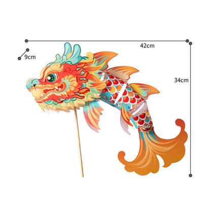 1 Set Goldfish Paper Lantern with Pole DIY Handmade Lantern Chinese New Year Mid-Autumn Festival Fish Night Light Material Bag