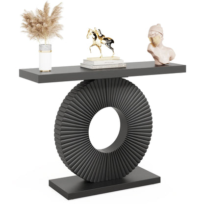 Tribesigns Modern Console Table with Geometric Base, 40 inch Wood Entryway Table Sofa Table Narrow Long Table