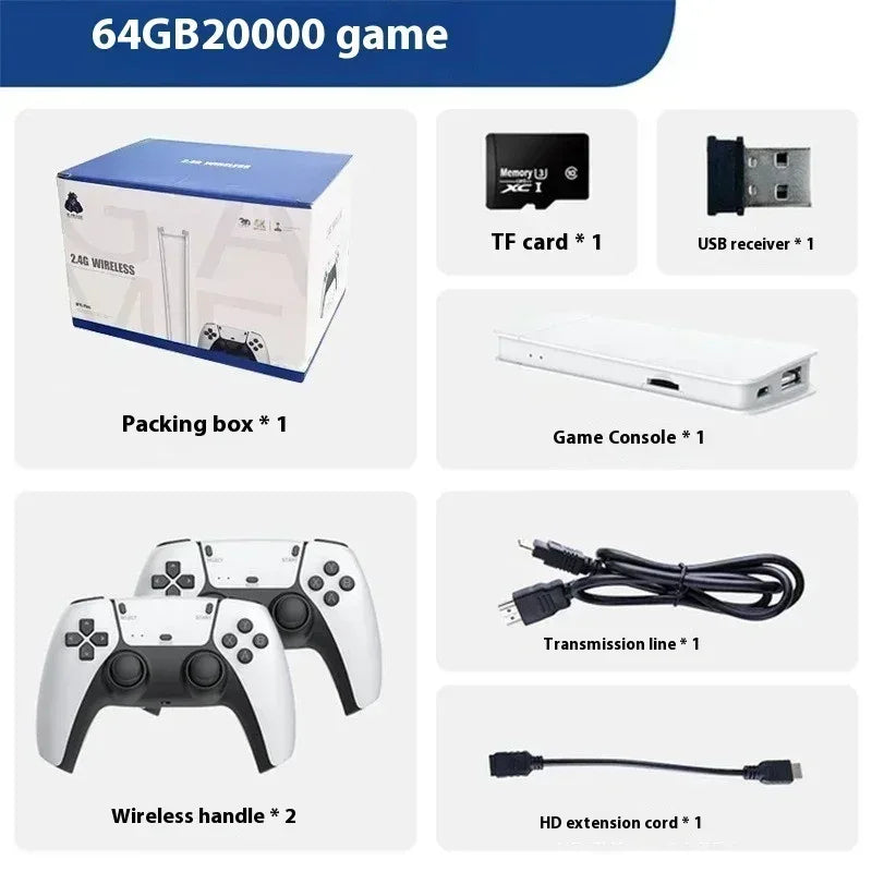 M15 Retro Game Console 2.4G Wireless Dual Controller 4K TV Game Stick 64GB 20000 Retro Games Retro Game Family Gift