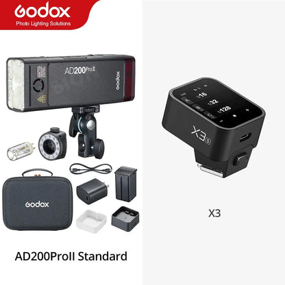 Godox AD200PRO II 200W Out-door Pocket Flash AD200PROII TTL HSS Speedlite Bi-color Modeling Lamp With X2T/X3/X3PRO/XPRO/XPROII