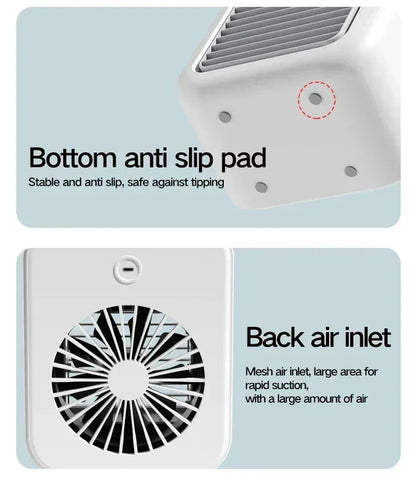 Mini Air Cooler Fan Portable Desktop Cooling Fan with Spray Humidification 2 Wind Speeds Rechargeable for Home Office Cooling
