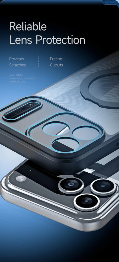 DUX DUCIS Magnetic Phone Case for iPhone 17 Pro Max & iPhone 17 Air Back Stand Cover with Transparent Flowing Lines Design