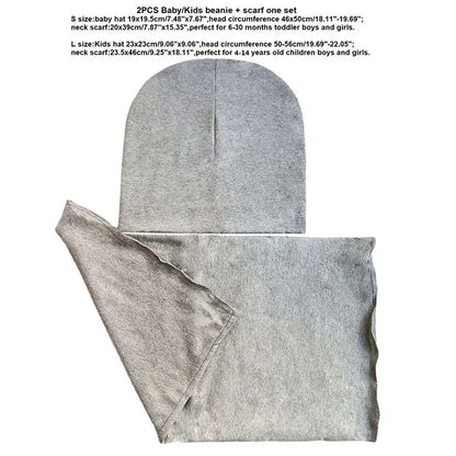 1-14Y Autumn Winter Solid Color Soft Warm Outdoor Activities Cap Scarf for Girls and Boys Infant Hats Set Children Beanies Cap