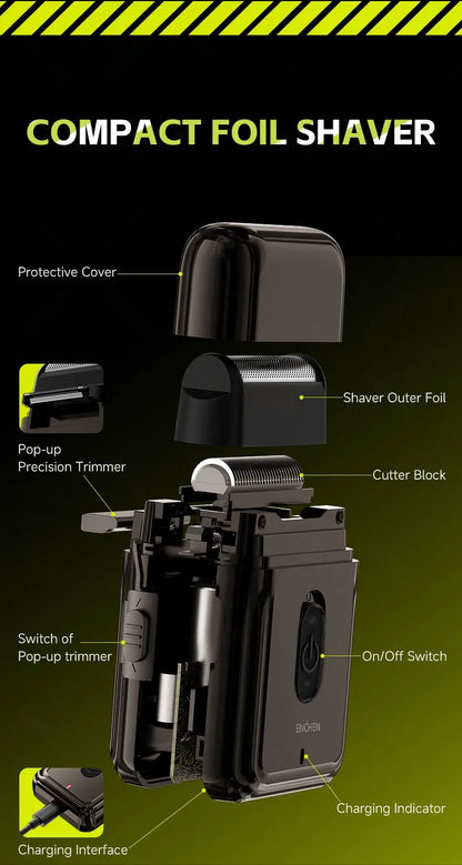 ENCHEN MS003 Compact Foil Shaver With POP-UP Precision Trimmer Type-C Charging With Indicator 7000RPM Strong Motor