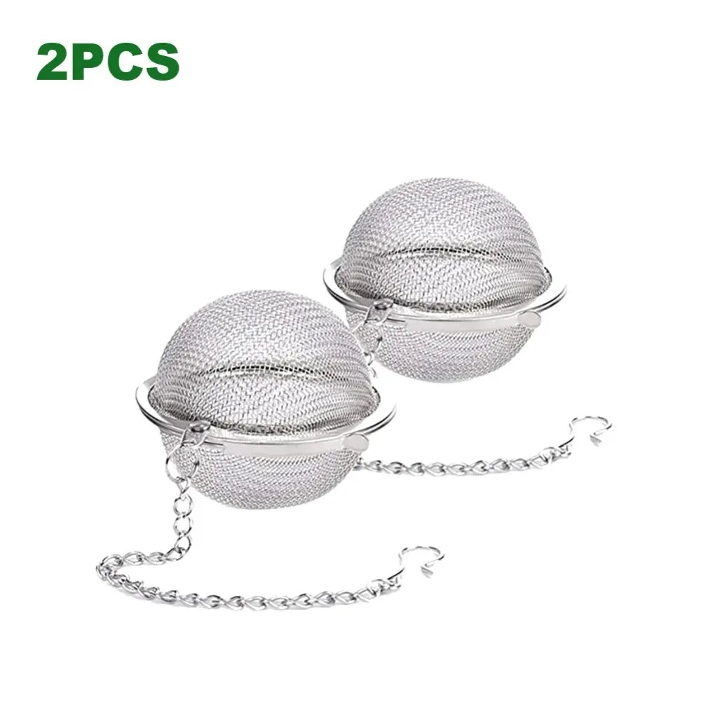Stainless Steel Tea Ball Mesh Infuser Strainers 2pcs Tea Filter Interval Diffuser Tea Ball Loose Leaf Tea Strainer Kitchen Tools