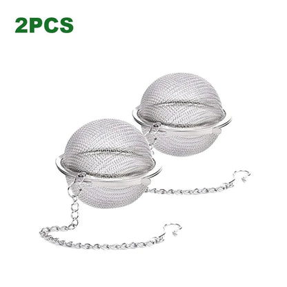 Stainless Steel Tea Ball Mesh Infuser Strainers 2pcs Tea Filter Interval Diffuser Tea Ball Loose Leaf Tea Strainer Kitchen Tools