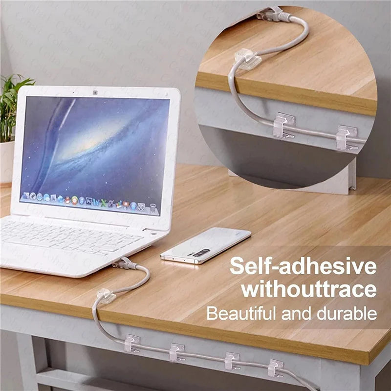 50 20 10 PCS Cable Organizer Clip Self Adhesive Cord Management Desktop Wall USB Cable Management Wire Winder Manager Desk Clamp