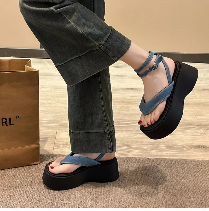 Summer Women Platform Wedges Heel Sandals Fashion Clip Toe Ladies Elegant Party Dress Gladiator Sandalias