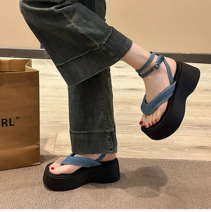Summer Women Platform Wedges Heel Sandals Fashion Clip Toe Ladies Elegant Party Dress Gladiator Sandalias