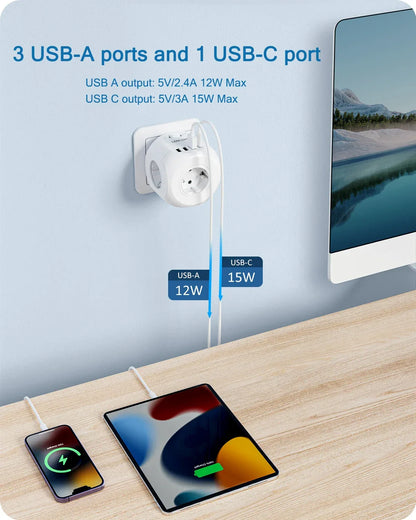 LENCENT USB Sockets dice Without Cable socket EU Socket Adapter Multiple socket EU Outlet Extender
