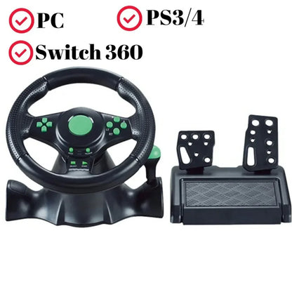 270° Gaming Simracing Car Pedal Game Steering Wheel Vibration Controller for PC PS3/PS4/Switch/ Xbox One/Xbox Series X/S