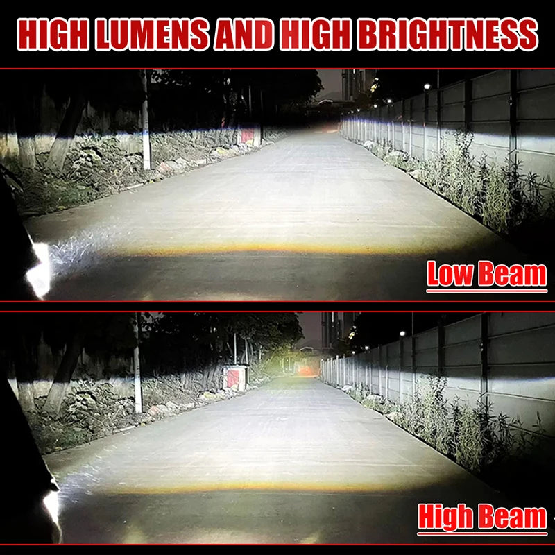2.5 Inch Bi Led Projector Lens Led Light H4 H7 9005 9006 Car Headlight Bulb High Low Beam 6000K Diode 100W 40000LM Turbo Tuning