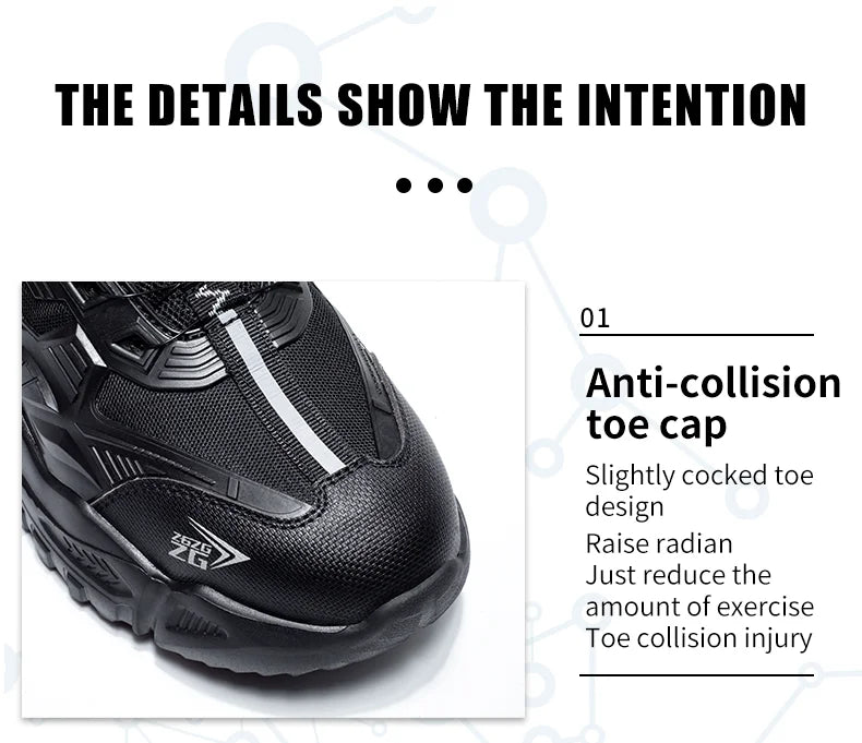 High-quality Safety Shoes Men Steel Wire Rotary Buckle Work Sneakers Indestructible Shoes Anti-smash Anti-puncture Work Shoes