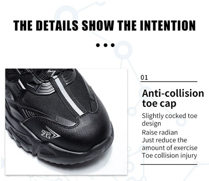 High-quality Safety Shoes Men Steel Wire Rotary Buckle Work Sneakers Indestructible Shoes Anti-smash Anti-puncture Work Shoes